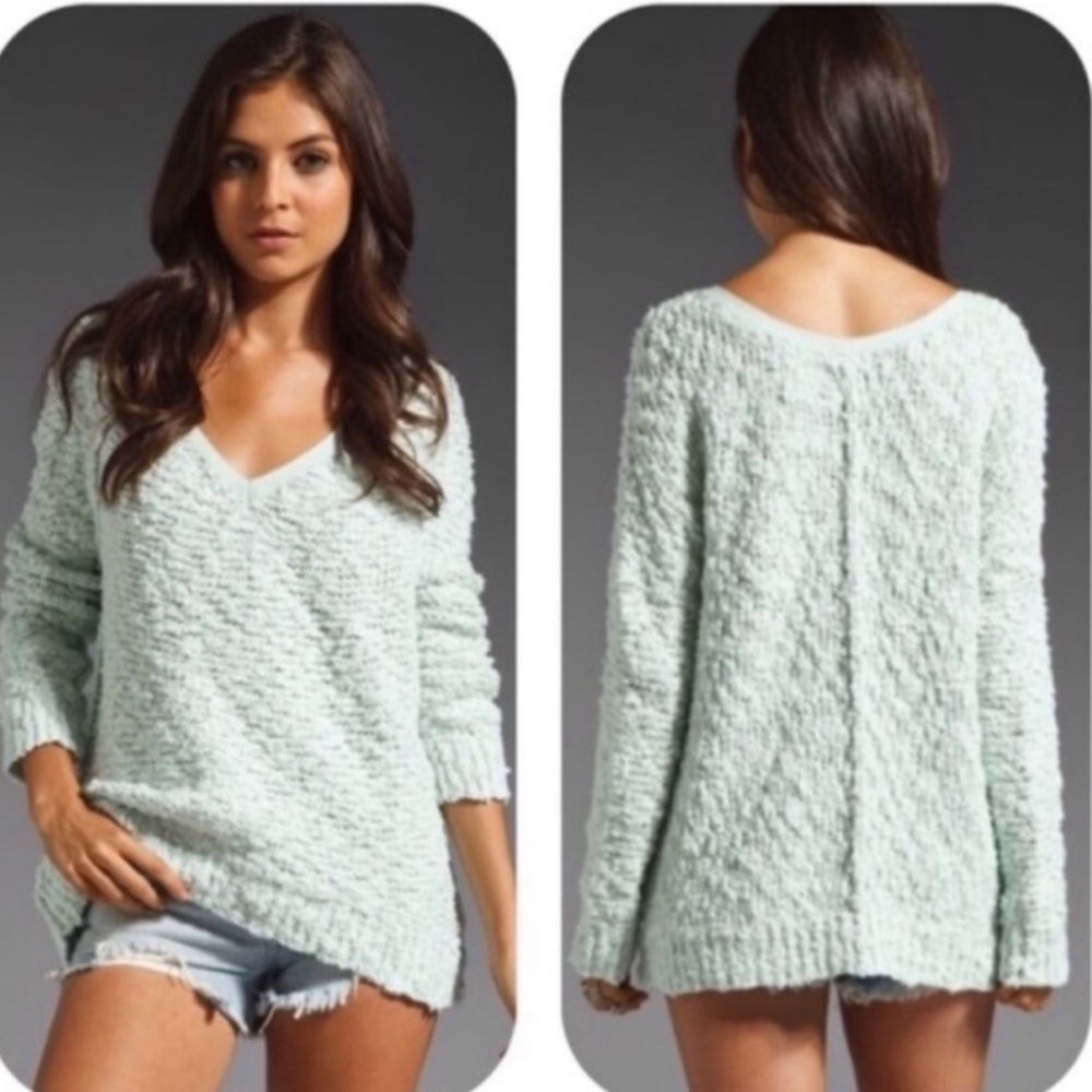 Free People Song Bird Pullover Sweater Mint
